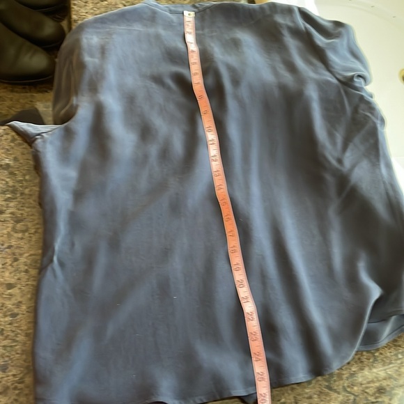 Chico’s Size 2, 12/14, Navy V-Neck Long Sleeve Blouse. May roll sleeve up w/ tab - Picture 10 of 11